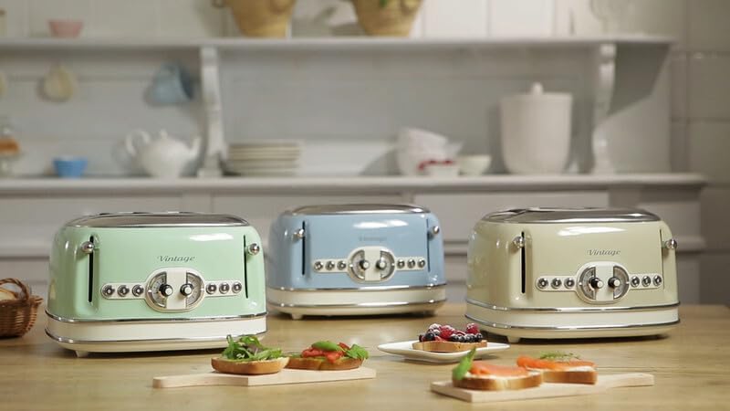 Ariete,156 Toaster im Vintage-Design für 4 Scheiben, 1600 W, 6 Toaststufen, aus lackiertem Edelstahl