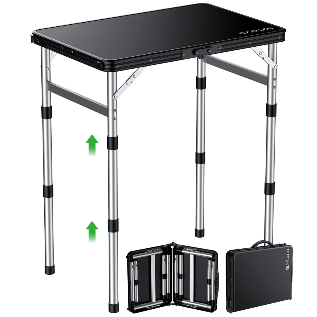 GARLLEN Campingtisch klappbar Klapptisch, 58x40cm & 3 Höhenverstellbar(26/48/70cm) ABS Wasserdichter