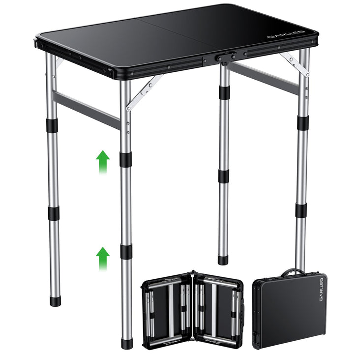 GARLLEN Campingtisch klappbar Klapptisch, 58x40cm & 3 Höhenverstellbar(26/48/70cm) ABS Wasserdichter