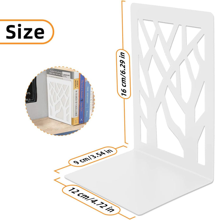 Mgood 4 Paar Buchstütze, Buchstützen Metall, Buchstützen Weiss, Bücher Halter, Bücherhalter für Rega