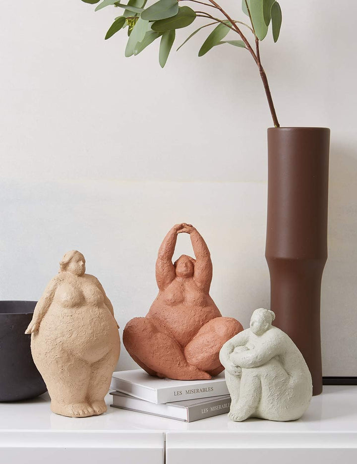 Amoy-Art Frau Skulptur Figuren Modern Dekor Statue Wohnzimmer Kunst Arts Polyresin Geschenk Braun 27