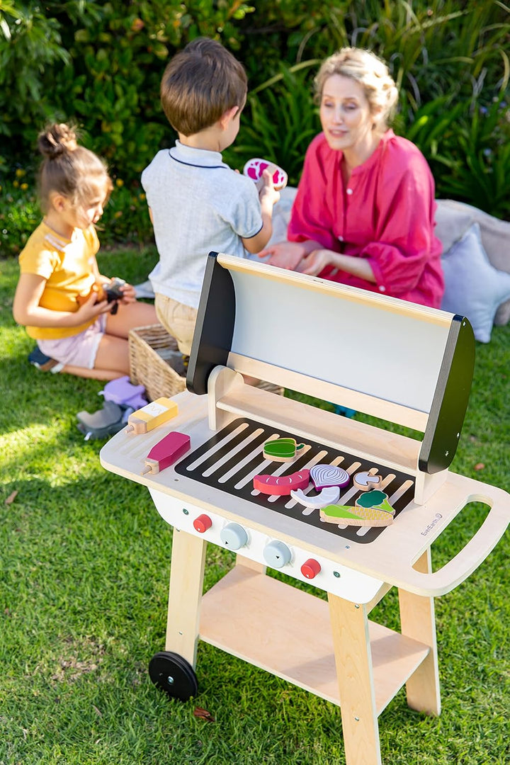 EverEarth Kinder BBQ Grill aus nachhaltigem Holz - Lernspielzeug zum Üben mit Essen und Lebensmittel