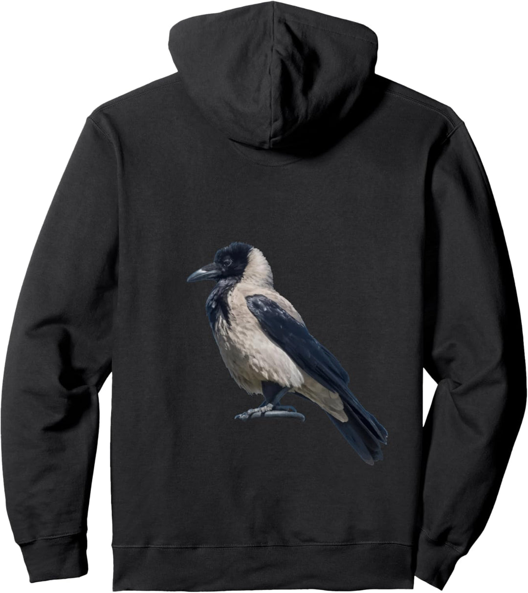 Seitenansicht einer prächtigen Krähe mit Kapuze Pullover Hoodie