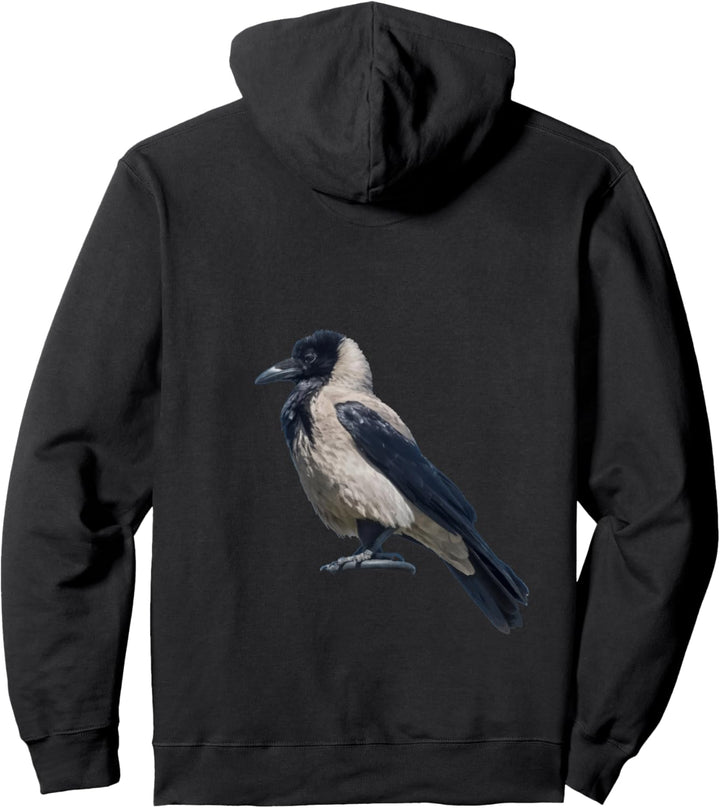 Seitenansicht einer prächtigen Krähe mit Kapuze Pullover Hoodie