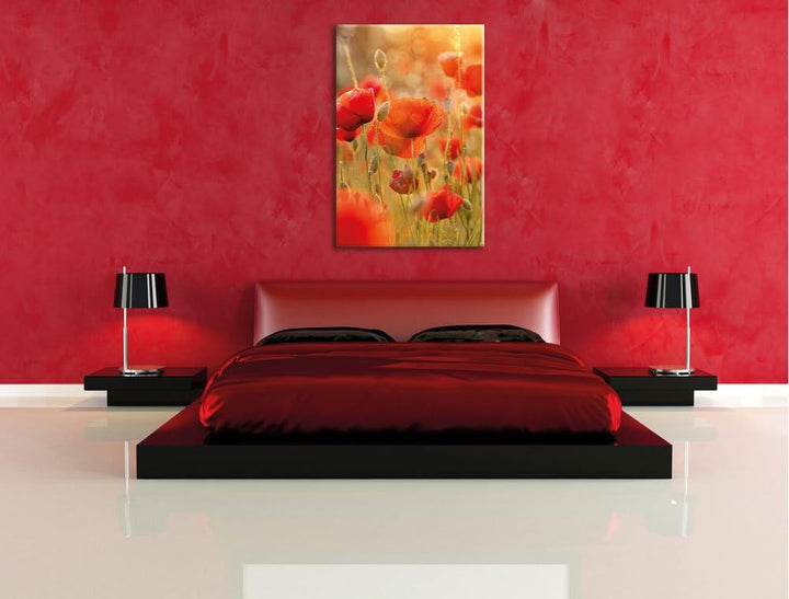 Pixxprint Mohnwiese, Format: 100x70 auf Leinwand, XXL riesige Bilder fertig gerahmt mit Keilrahmen,