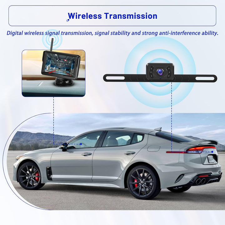 Hikity AHD Wireless Rückfahrkamera mit 5-Zoll-LCD-Display und IP69-Wasserdichtigkeit, Rückfahrkamera