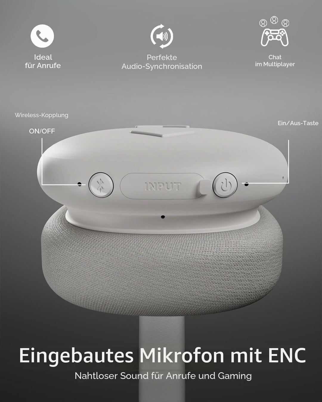 JAZ Pure Wave – Wireless Gaming On-Ear Kopfhörer, Niedrige Latenz, 3,5-mm-Klinkenanschluss, Mikrofon
