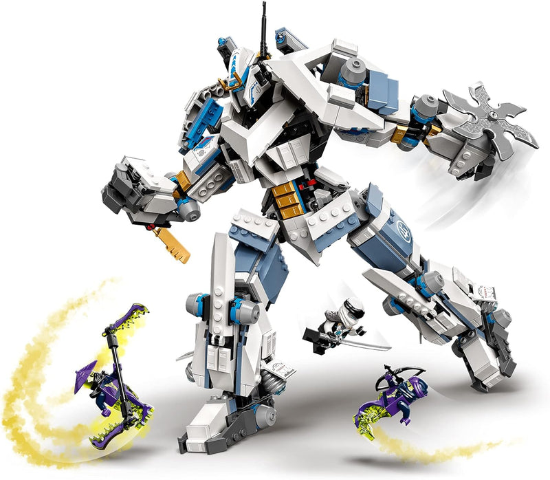 LEGO 71738 NINJAGO Legacy Zanes Titan-Mech Ninja Bauset mit Jay als goldene Figur und 2 Geisterkämpf