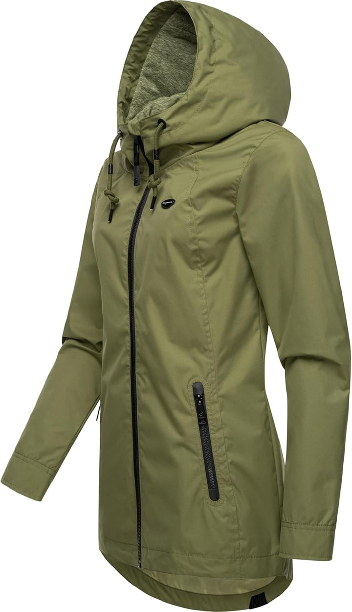 Ragwear Damen Übergangsjacke leichte Jacke Kurzmantel mit Verstellbarer Kapuze Zuzka XS-6XL S Olive0