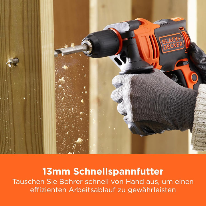 Black+Decker BEH710K-QS 710W 1-Gang Schlagbohrmaschine (Schlagbohrer, 13mm Schnellspannbohrfutter, k