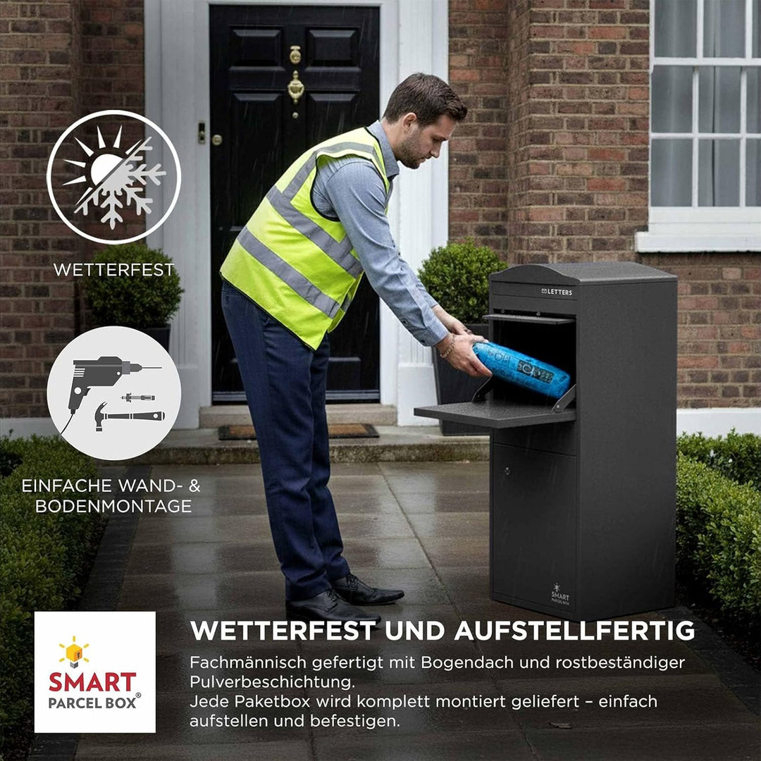 SMART PARCEL BOX Paketbox draussen, Standbriefkasten mit Paketfach, Paketbriefkasten XXL, grosse Pos
