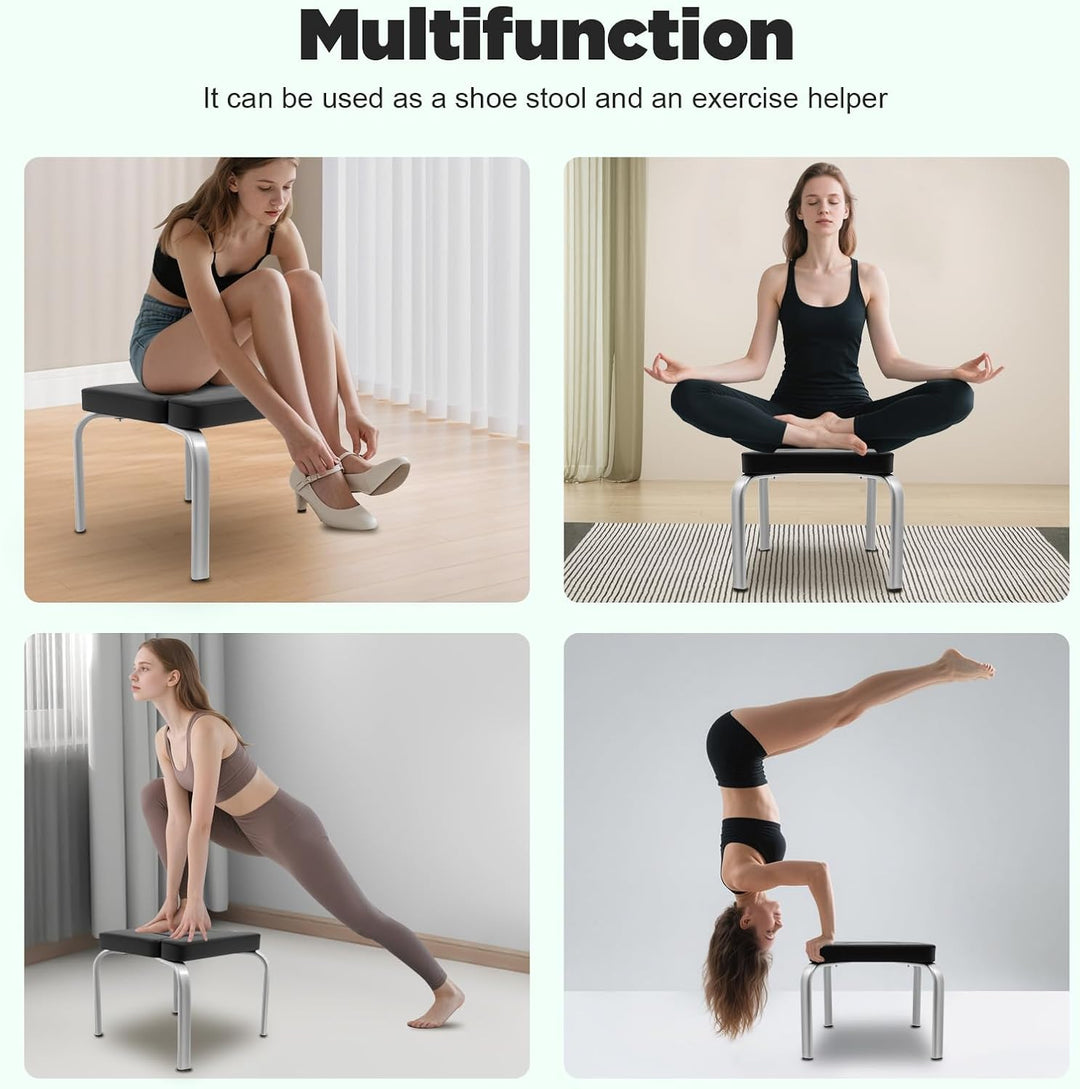 Yoga Hocker Kopfstandhocker Kopfstand Yoga Stuhl Fitness Bench Schwarz,Yoga Bank für Fitnessstudio,A