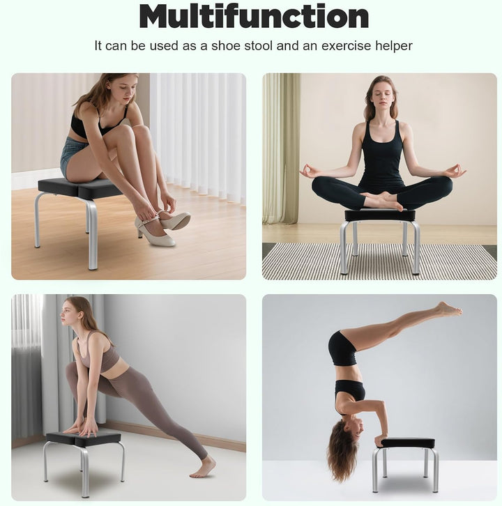Yoga Hocker Kopfstandhocker Kopfstand Yoga Stuhl Fitness Bench Schwarz,Yoga Bank für Fitnessstudio,A