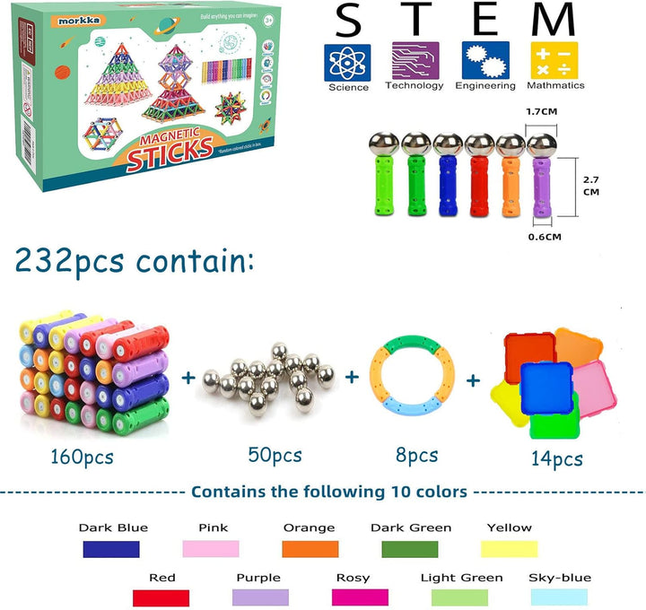 morkka 232 Stücke Puzzle Magnetische Bausteine Spielzeug Magnet BAU Bauen Kit Montessori Bildung Spi