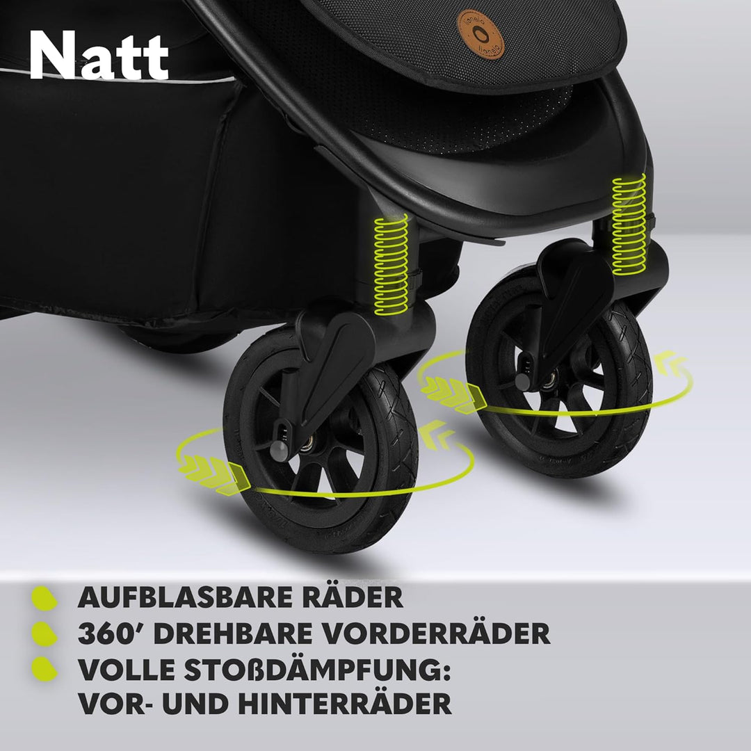 LIONELO Natt Kinderwagen Buggy bis zu 22 kg Verstellbarer Griff und Verstellung der Rückenlehne zur