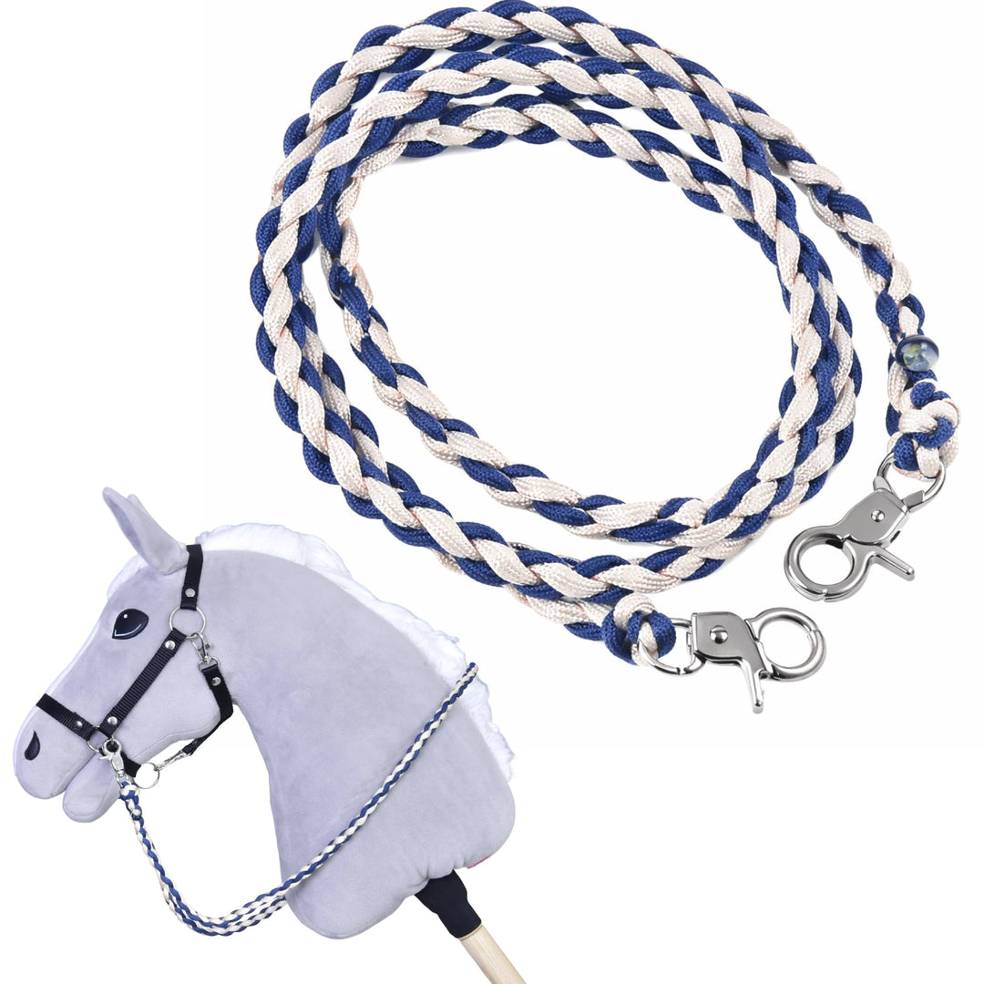 LarDen Hobby Horse Zubehör - Zügel | Cremo Blue (Beige, Blau) | Handgefertigt, Schön | für Steckenpf