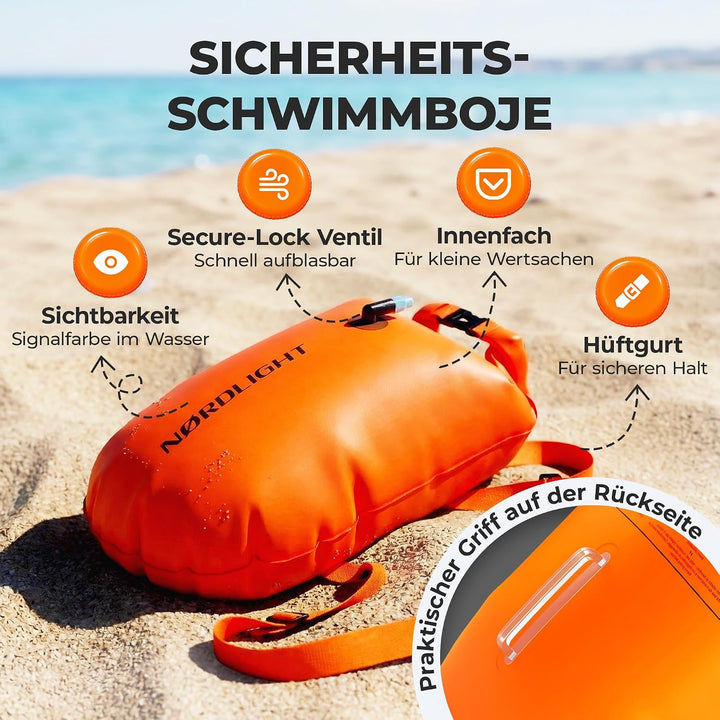 Nordlight Schwimmboje - Dry Bag Schwimmhilfe Erwachsene wasserdichte Tasche, Aufblasbarer wasserfest