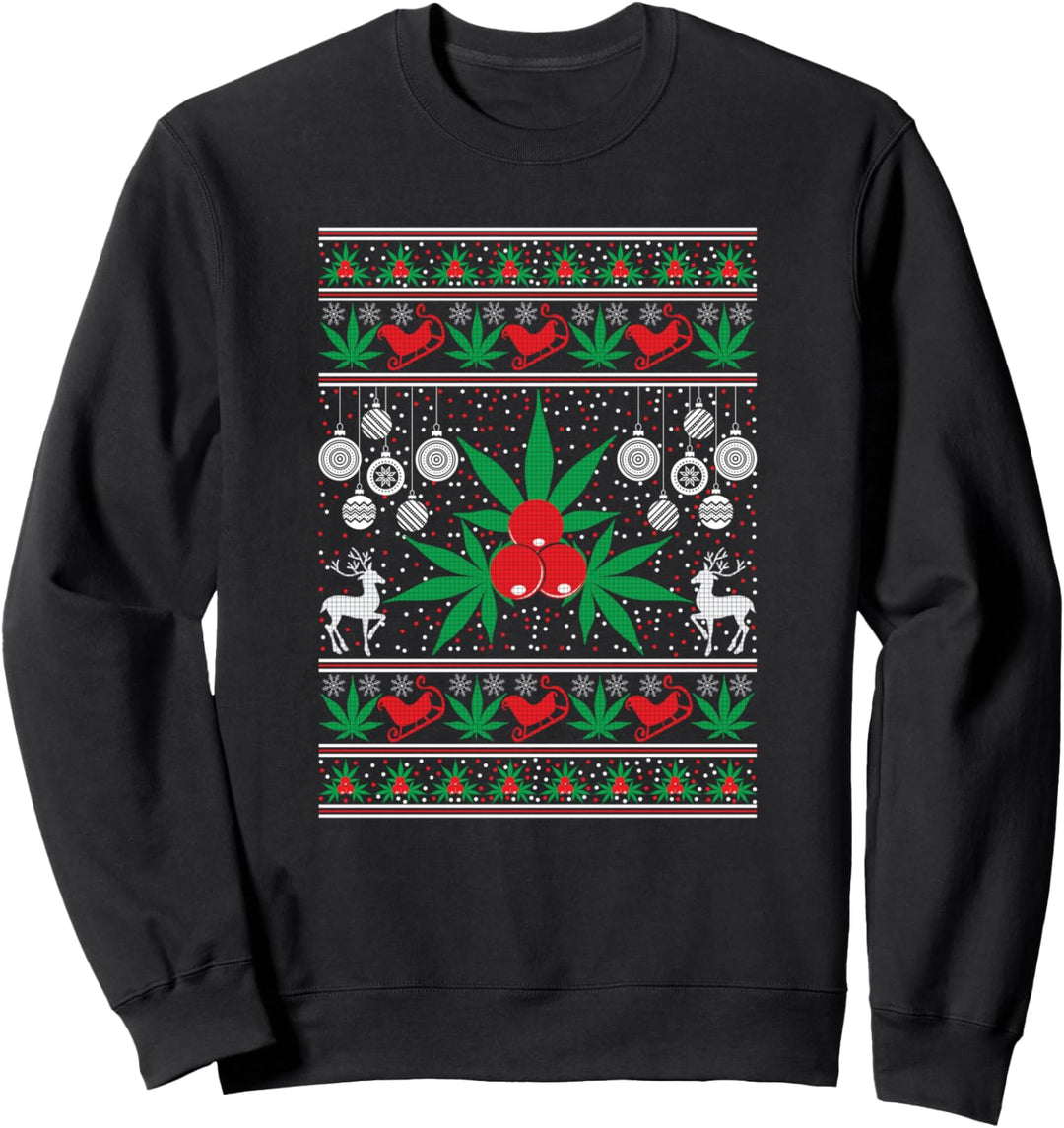 Marijuana Ugly Christmas Santa Holiday Blunt Weed Joint Sweatshirt