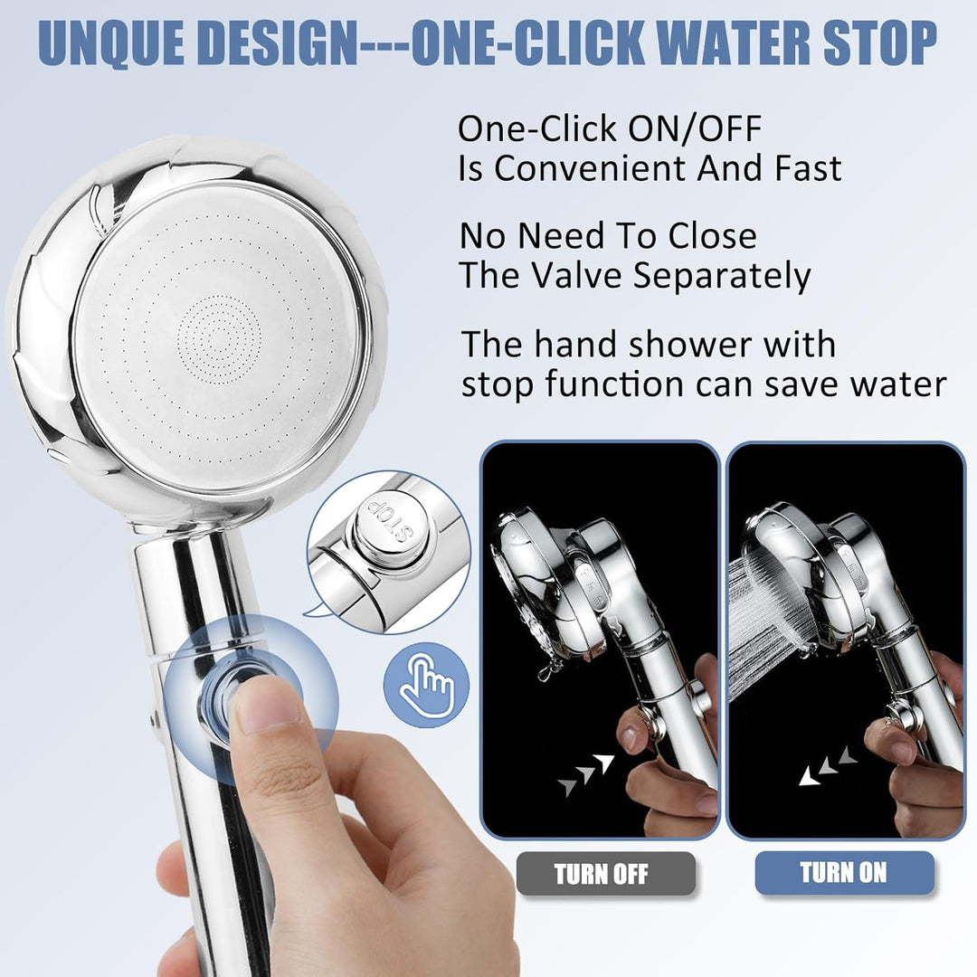 Duschkopf, Duschkopf mit Schlauch 2m & Wasserstopp-Funktion, Duschbrause Druckerhöhend Wassersparend