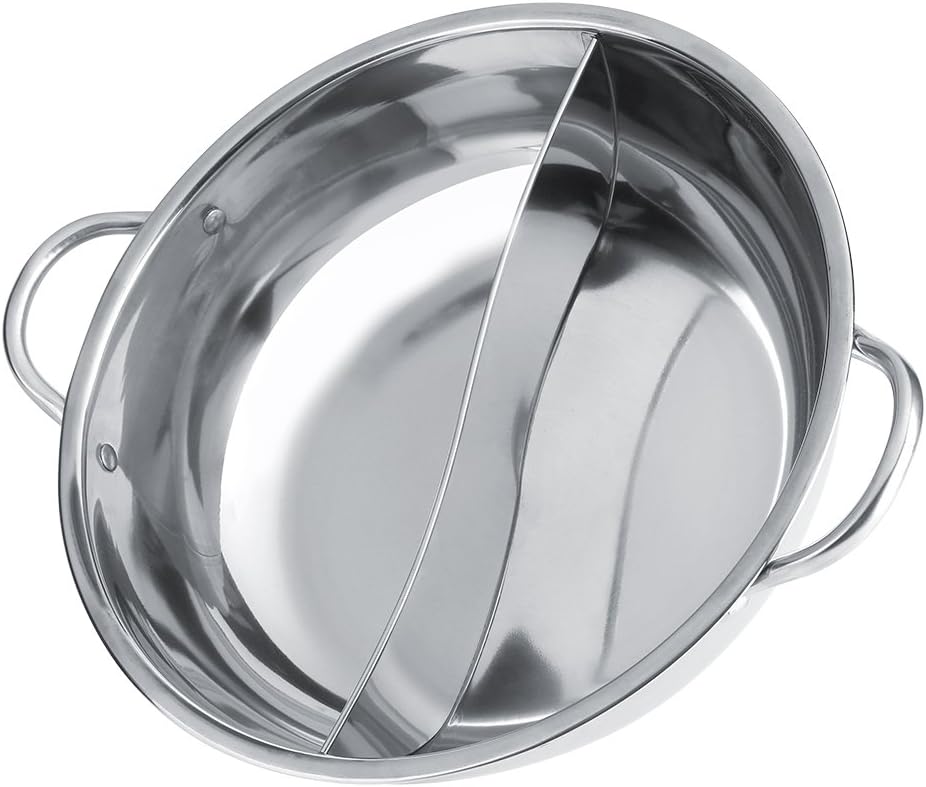 Chinese Hot Pot, zwei Zimmer Shabu-Shabu-Edelstahl-Topf Tiefer Topf für 4-5 Personen, verwendet mit