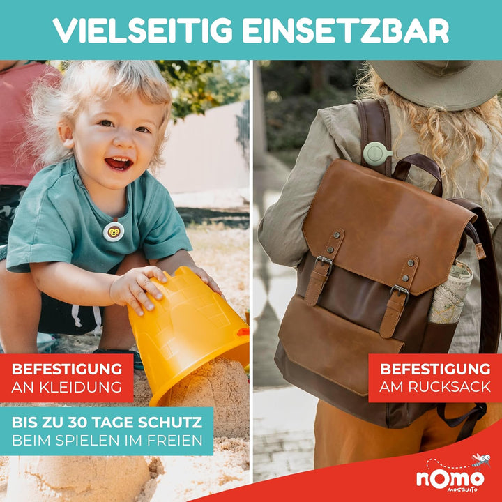 nomo MOSQUITO gegen Mücken und Insekten • Pflanzlicher Mückenschutz Clip für Baby und Kinder • Anti