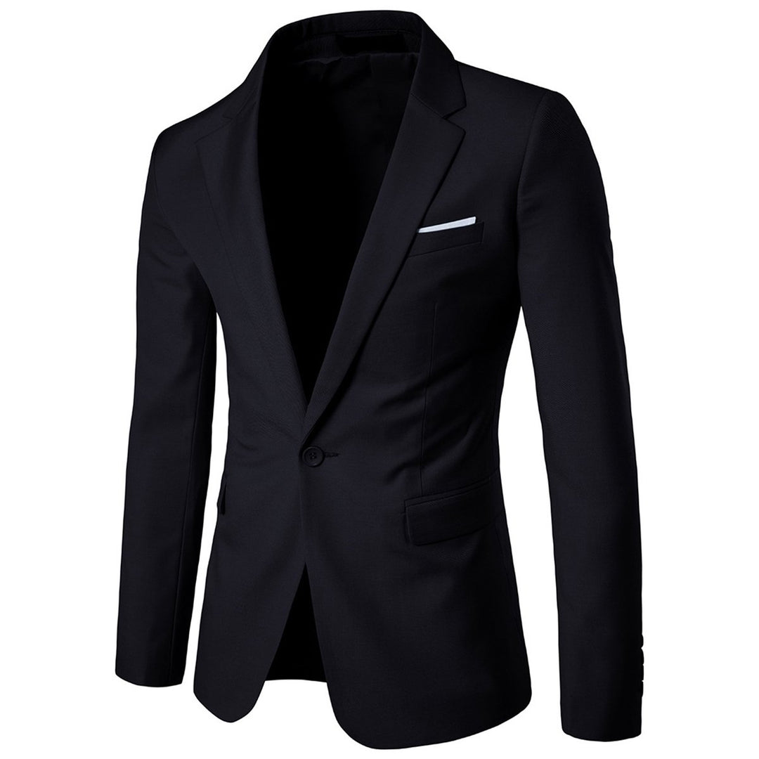 Allthemen Sakko Herren Slim Fit Anzugjacke EIN Knopf Sakko für Business M Schwarz, M Schwarz