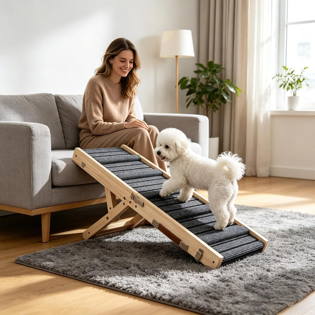 Hundetreppe für Kleine Hunde, Treppe für Hunde rutschfest, Verstellbar Hundetreppe Bett Extrabreite