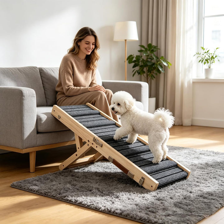 Hundetreppe für Kleine Hunde, Treppe für Hunde rutschfest, Verstellbar Hundetreppe Bett Extrabreite