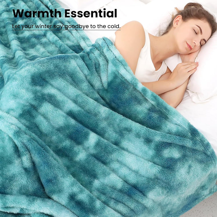 Fleece-Überwurfdecke, gemütlich, weich, leicht, Überwurfdecke, warm, plüschig, blau, Herbstdecken un