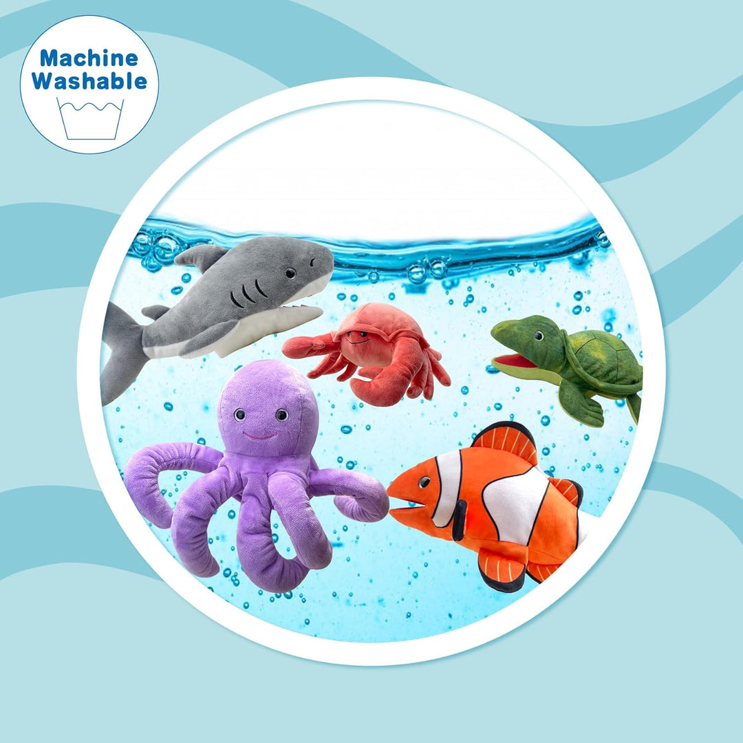 Das Leben ist eine Puppe, die mit einem bunten und beweglichen Mund gefüllt ist De-shark, De-shark