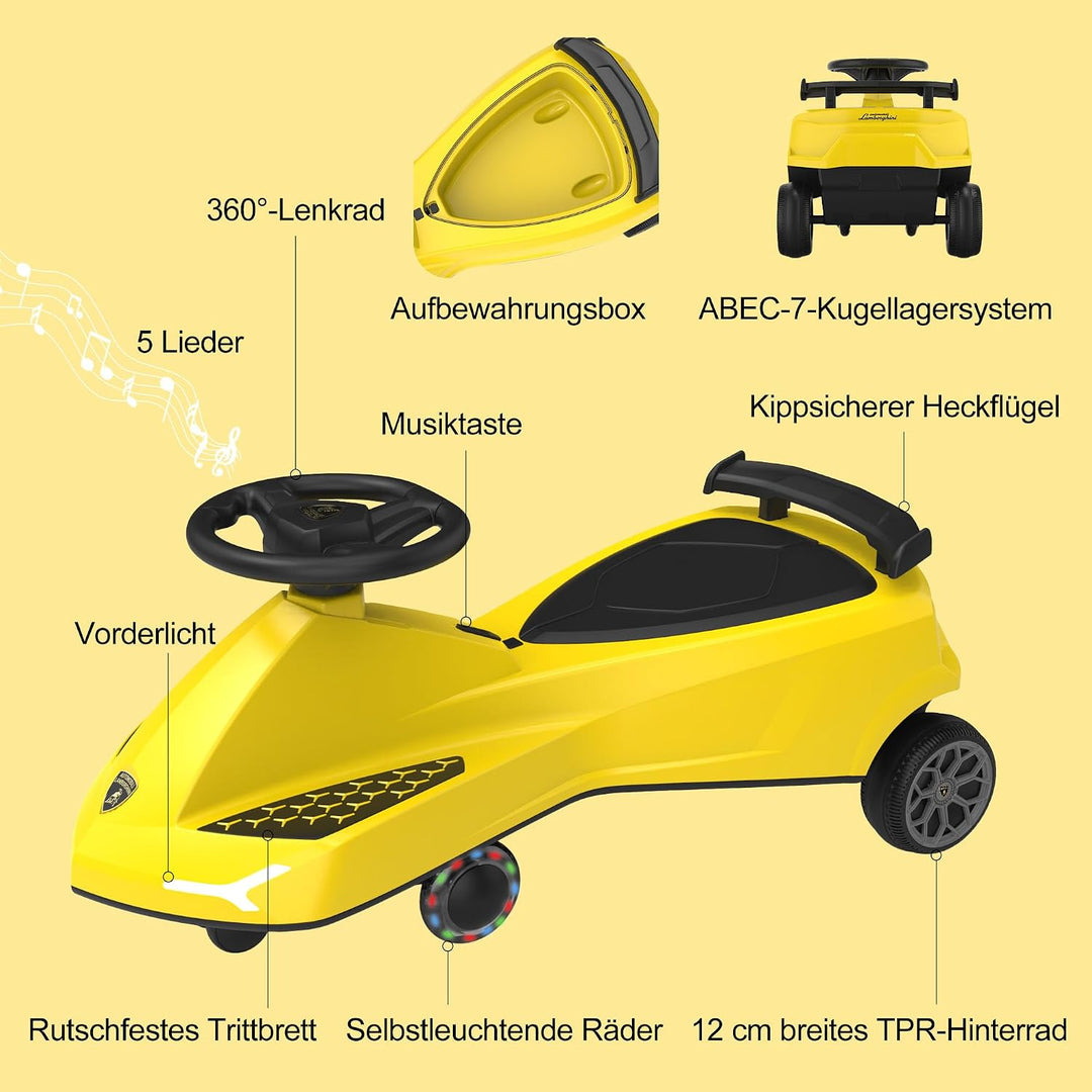 Rutschauto für Kinder ab 3 Jahren, TwistCar Wiggle Car Wackelauto Rutschfahrzeug mit Leuchtrollen, M