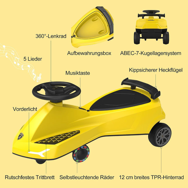 Rutschauto für Kinder ab 3 Jahren, TwistCar Wiggle Car Wackelauto Rutschfahrzeug mit Leuchtrollen, M