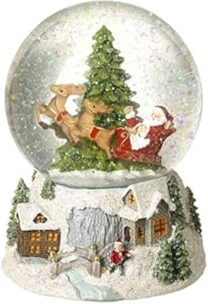 Heaven Sends Schneekugel mit Weihnachtsmann-Schlitten, 13 x 13 x 17,1 cm, Weiss