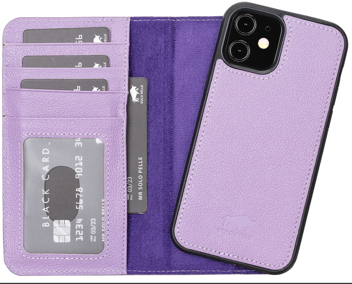 Solo Pelle Lederhülle kompatibel für iPhone 12/12 Pro in 6.1 Zoll abnehmbare Hülle (2in1) inkl. Kart