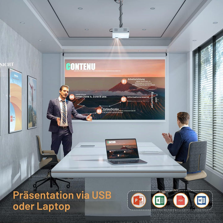 [Elektrische Keystone 6D/4P] Beamer 4K Heimkino 18000 Lumen, VISSPL Full HD 1080P WiFi Bluetooth Bea