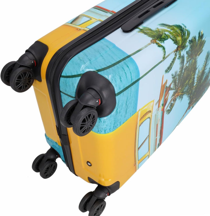 Reisetrolley Plumeria 4W | Hartschalen Koffer aus Stabiler ABS-Schale | TSA-Zahlenschloss | Vier 360