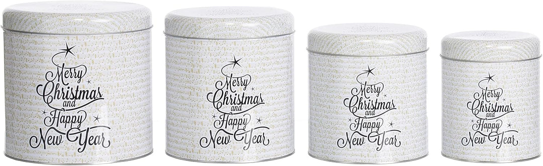 Brandsseller 4er Set Keksdose | Zylinderform | Weihnachtsdose | Plätzchendose | Gebäckdose | Metall