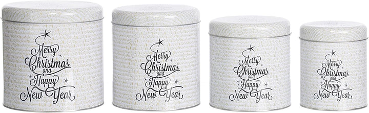 Brandsseller 4er Set Keksdose | Zylinderform | Weihnachtsdose | Plätzchendose | Gebäckdose | Metall
