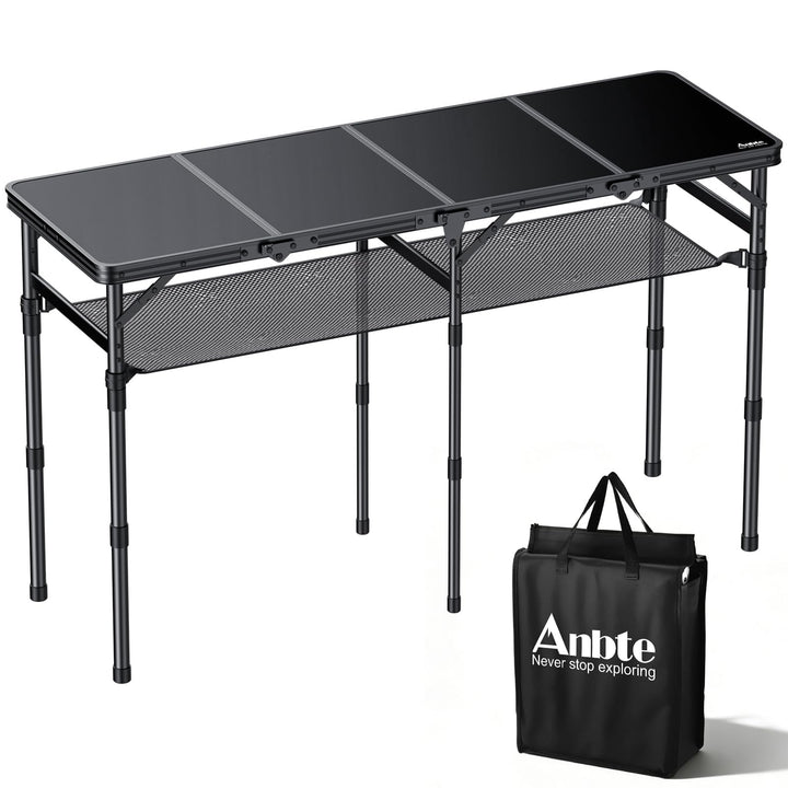 Anbte 4-Fach Campingtisch Klappbar 116x40cm, 3 Höhenverstellbar 26/48/70cm 116x40x70cm, 116x40x70cm