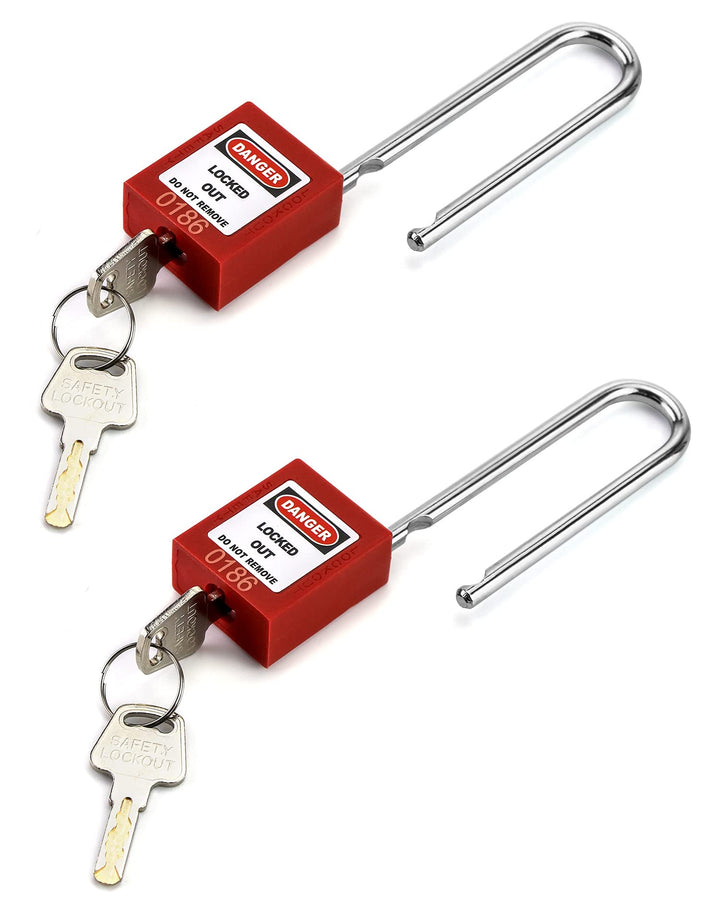 QWORK® Lockout Vorhängeschloss, 2Stk Vorhängeschlösser mit 4 Schlüssel, mit 76 mm verlängertem Schlo