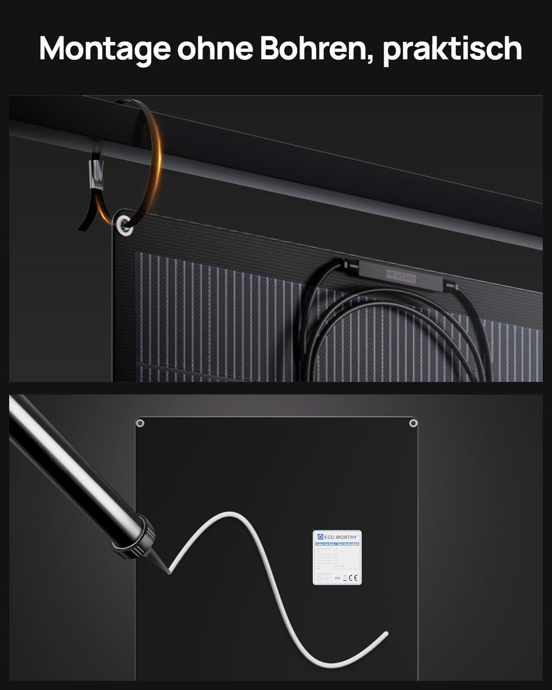 ECO-WORTHY 200W Flexibles Solarpanel ETFE Material 18BB Monozelle 25% hohe Umwandlung für Balkon, Wo
