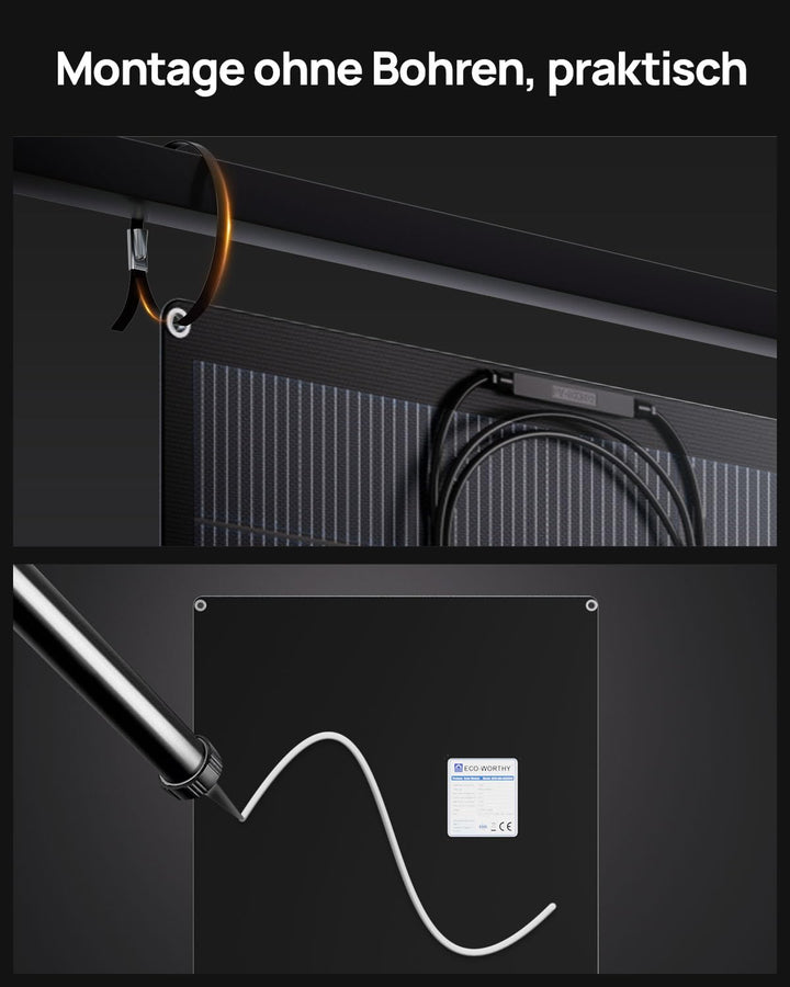 ECO-WORTHY 200W Flexibles Solarpanel ETFE Material 18BB Monozelle 25% hohe Umwandlung für Balkon, Wo