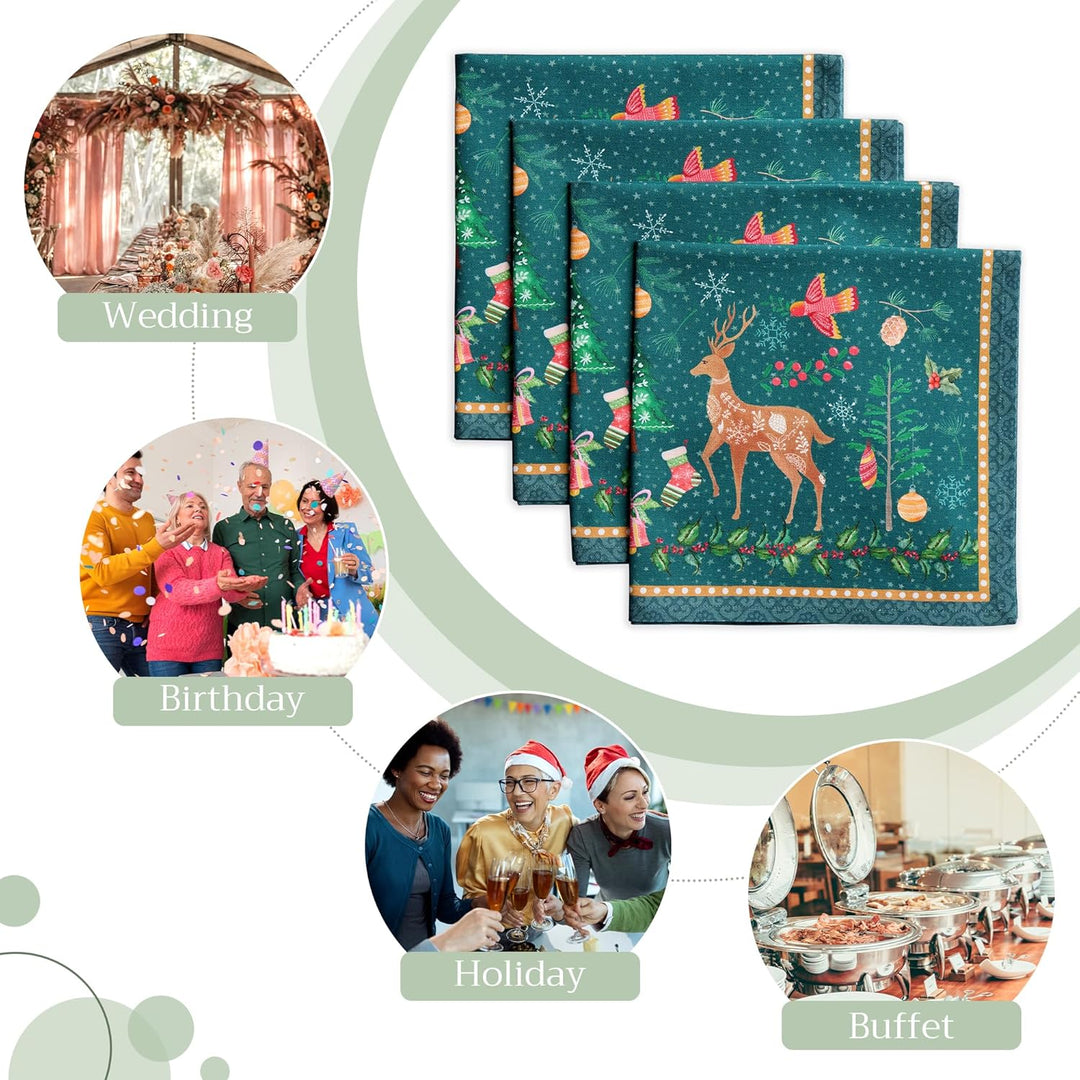 Maison d' Hermine Stoffservietten 4er Set aus 100% Baumwolle Wiederverwendbare Stoffservietten Weihn