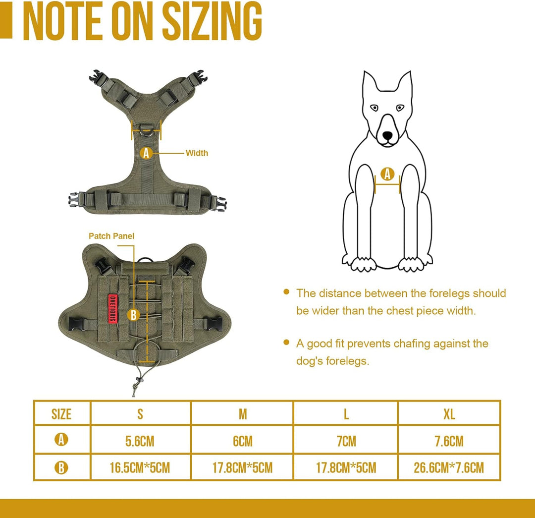 OneTigris Fire Watcher 2.0 Molle Hundegeschirr mit Griff und Schnalle aus Metall M grün, M grün