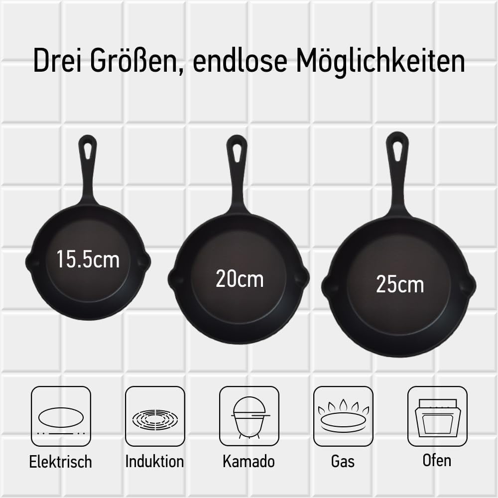 TEXAS CLUB Bratpfanne aus Gusseisen, 15,5 cm – Ideal zum Zubereiten von Pfannkuchen, Omeletts oder k