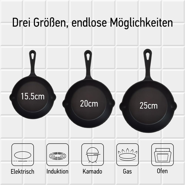 TEXAS CLUB Bratpfanne aus Gusseisen, 15,5 cm – Ideal zum Zubereiten von Pfannkuchen, Omeletts oder k