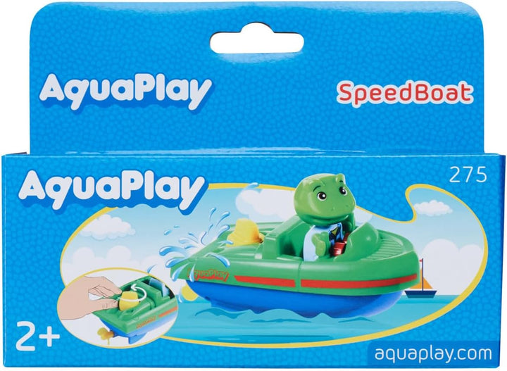 AquaPlay Sportboot mit Aufziehmotor - selbstfahrendes Spielboot, batterielos, Robustes Aufzieh-Syste