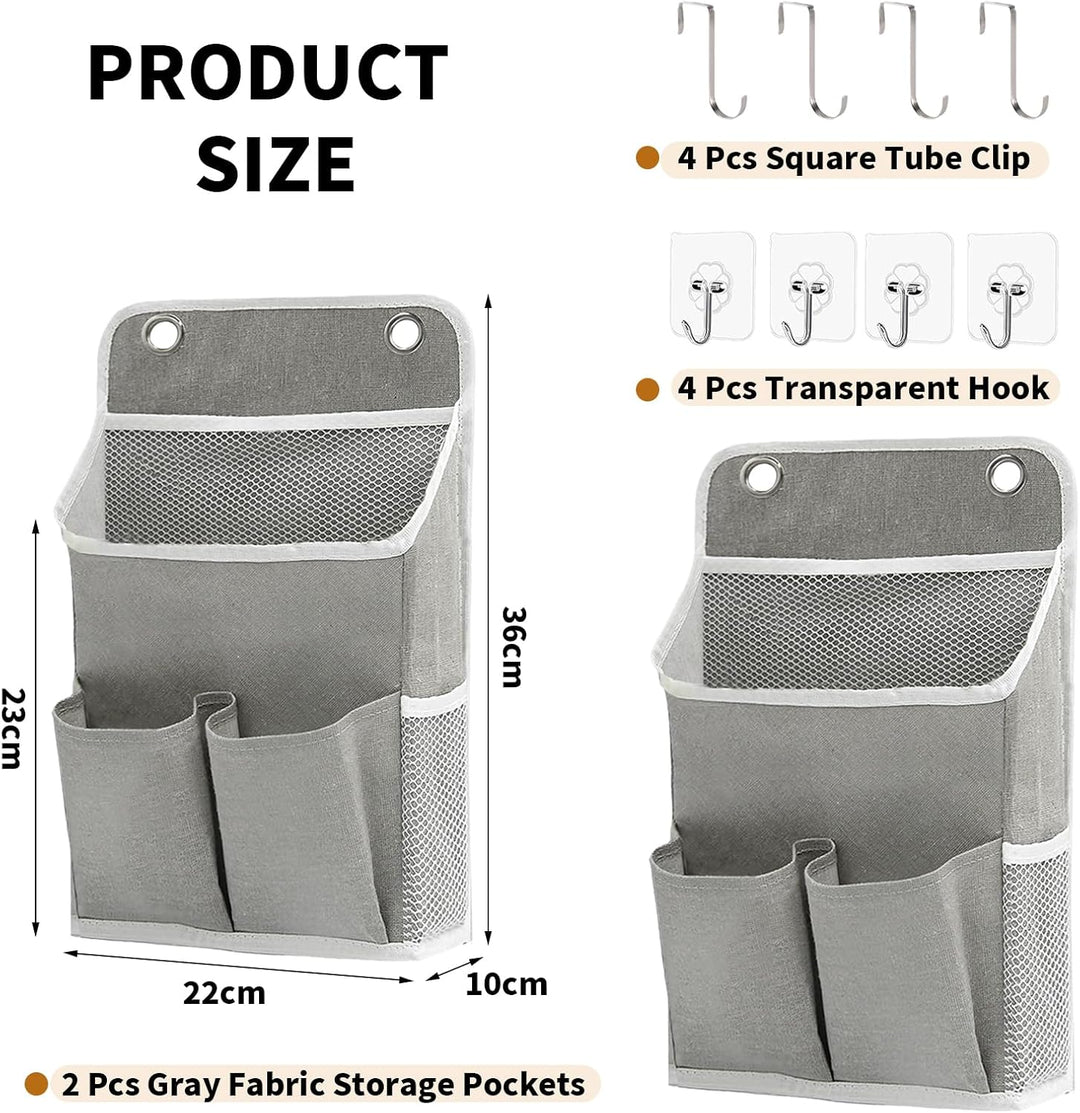 2 Stück Hängeorganizer Grau, Wandorganizer mit Taschen, Türregal Stoff Hängeaufbewahrung für Bad, Sc