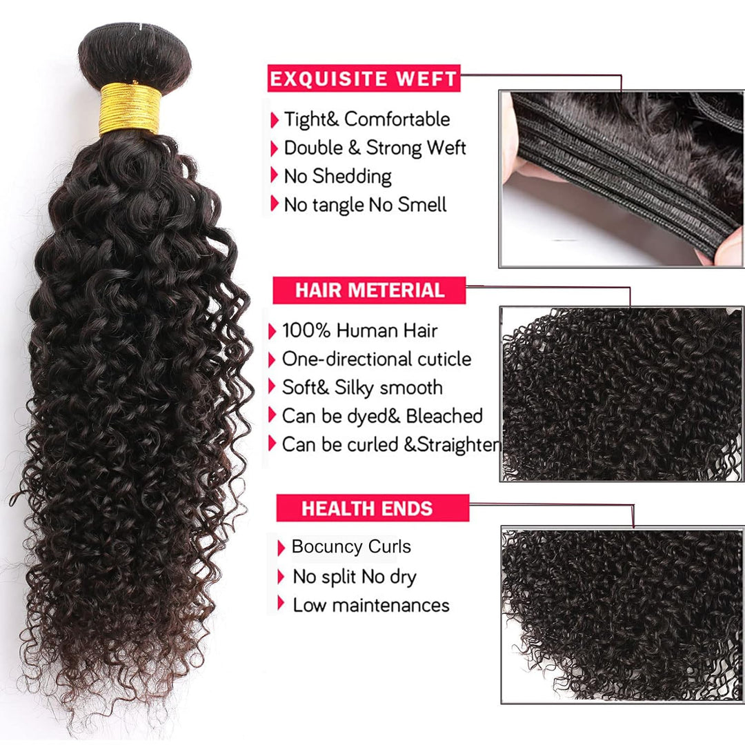 Huarisi 1 Bundles of Curly Brazilian Hair 18” Grade 9a Unprocessed Kinky Curly Human Hair Bundles Re