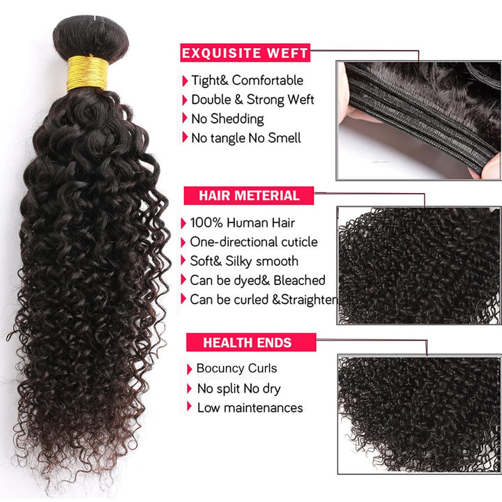 Huarisi 1 Bundles of Curly Brazilian Hair 18” Grade 9a Unprocessed Kinky Curly Human Hair Bundles Re
